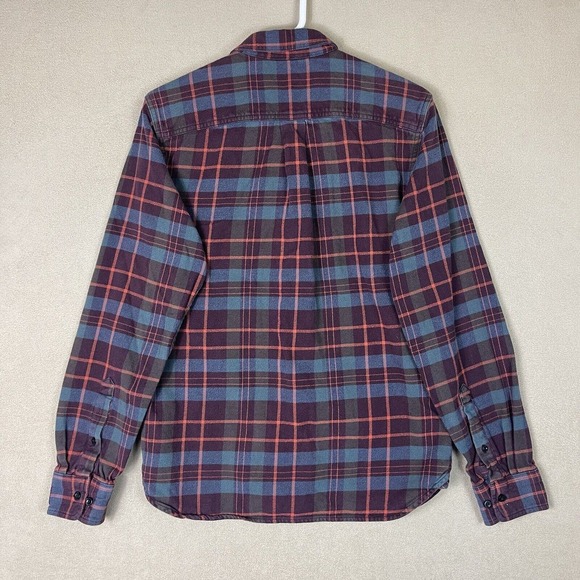 The North Face Shirt Men Small Red Blue Plaid Long Sleeve Button Up Hiking Adult - Picture 10 of 11